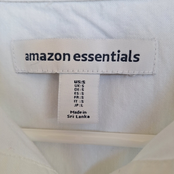 Amazon Essential Shirt SzM Buttonup White Cotton Collar/Cuffs Pleat Back NWT - Picture 5 of 11